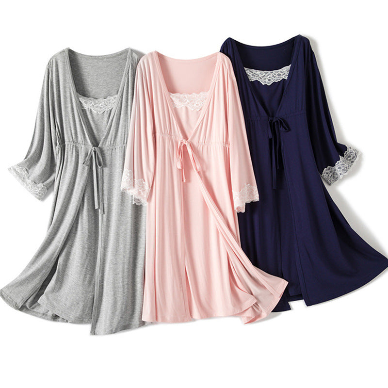 2-Piece Breastfeeding Pyjama Set For Pregnant Women - NOIRPYJAMA