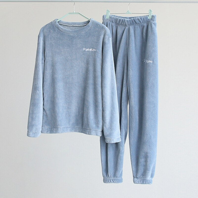 Coral fleece couple pyjamas - NoirPyjamas