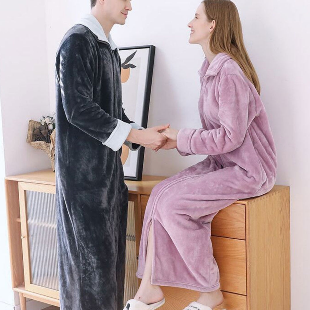 Plus Size Flannel Warm One-piece Nightgown Pyjama For Men Winter - NOIRPYJAMA