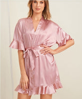 ruffled sexy home dressing gown - NoirPyjamas