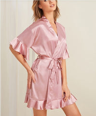 ruffled sexy home dressing gown - NoirPyjamas