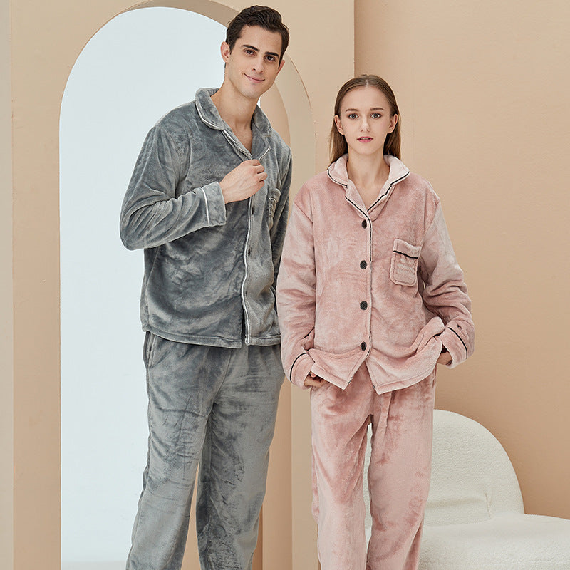 Unisex Coral Fleece Pyjama Set – Women’s & Men’s Thick Loungewear - NOIRPYJAMA
