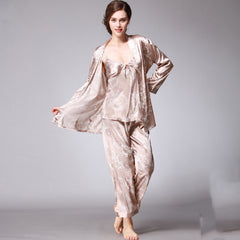women three-piece silk pyjama - NoirPyjamas