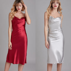 Silk Pajamas For Women Spring And Summer Elegant Swing Collar Thin Home Can Be Worn Outside - NoirPyjamas