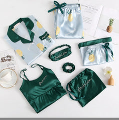 Silk Striped 7-Piece Set Loungewear - NOIRPYJAMA