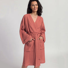Sleeve Nightgown Cardigan Double-layer Gauze Pyjama - NoirPyjamas