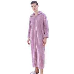 Plus Size Flannel Warm One-piece Nightgown Pyjama For Men Winter - NOIRPYJAMA