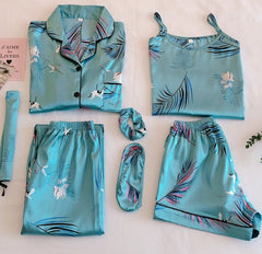 Silk Striped 7-Piece Set Loungewear - NOIRPYJAMA