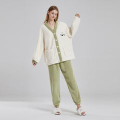 Couple’s Winter Pyjama Set – Coral Fleece Panda Loungewear Suit - NOIRPYJAMA