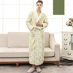 Couple Jacquard Double Layer Thickened Flannel Nightgown - NOIRPYJAMA