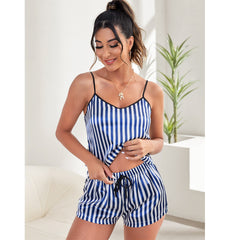 Summer Silk Ice Silk Suspender Pyjama Shorts - NoirPyjamas