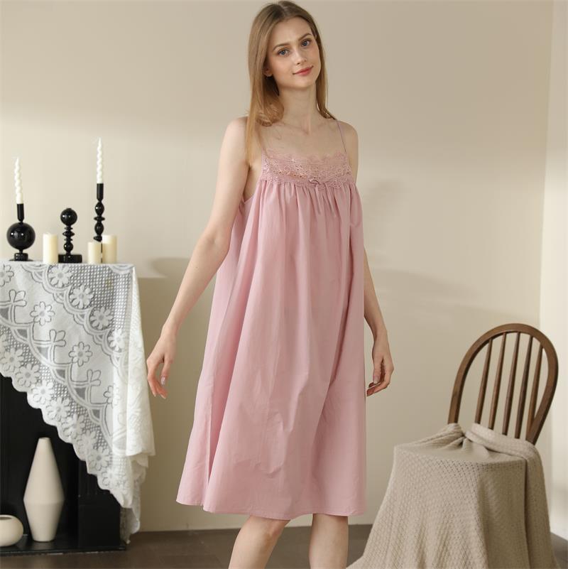 Cotton Lace-Strap Pyjama Dress – Soft Pullover Sleepwear - NOIRPYJAMA