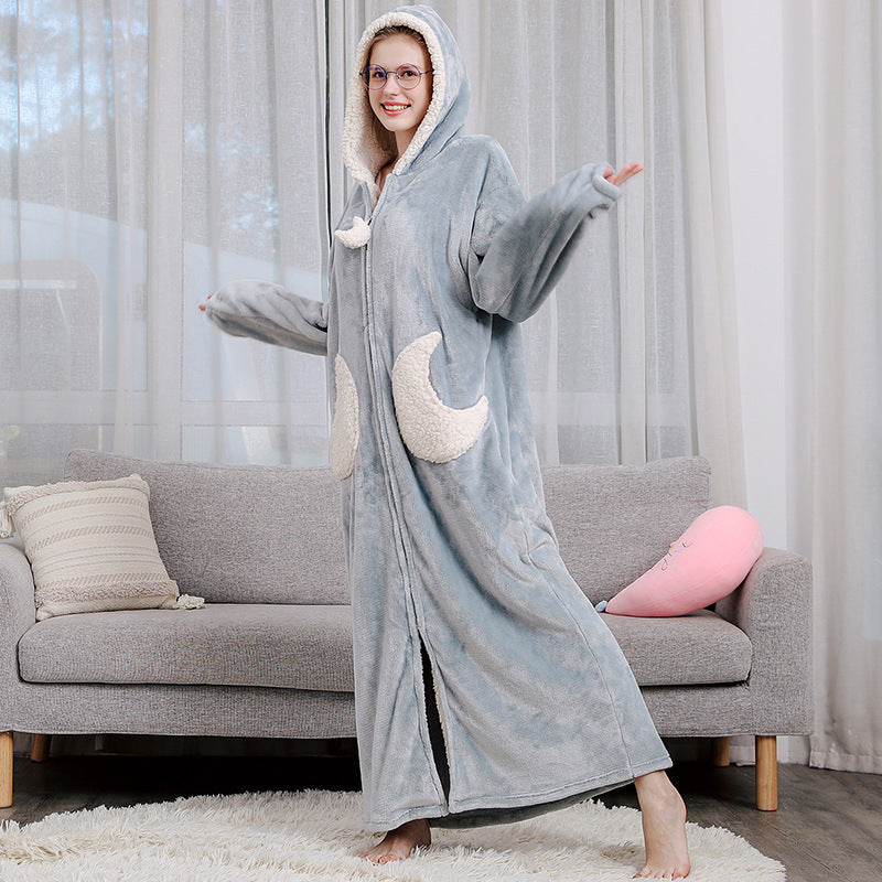 Couple Winter Bath Robe Hooded Night Dress Gown - NoirPyjamas