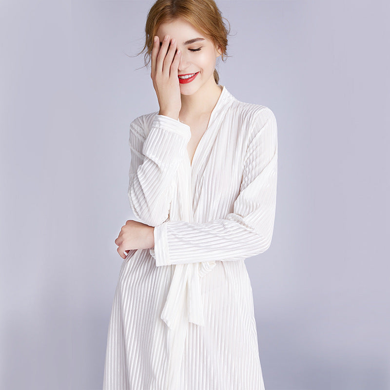 Ladies' long sleeved velvet gown - NoirPyjamas