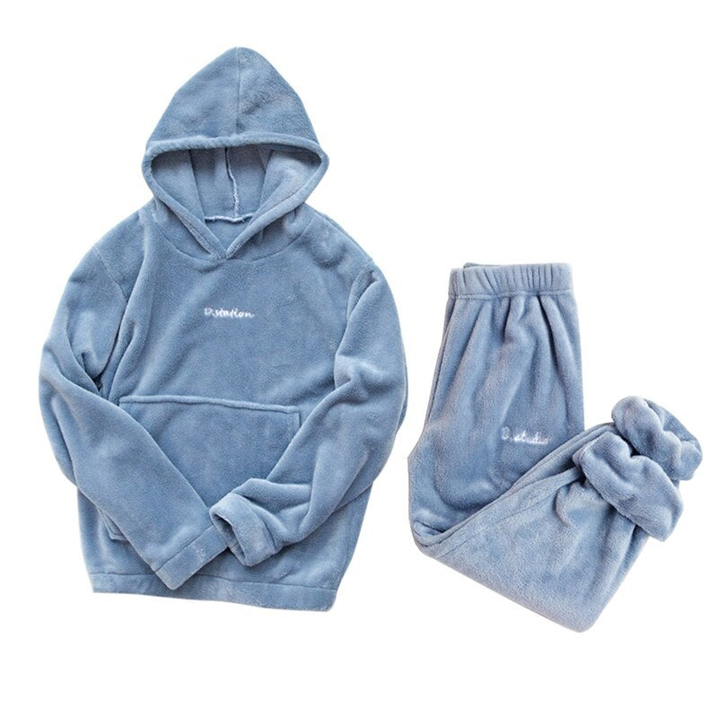 Coral fleece couple pyjamas - NoirPyjamas