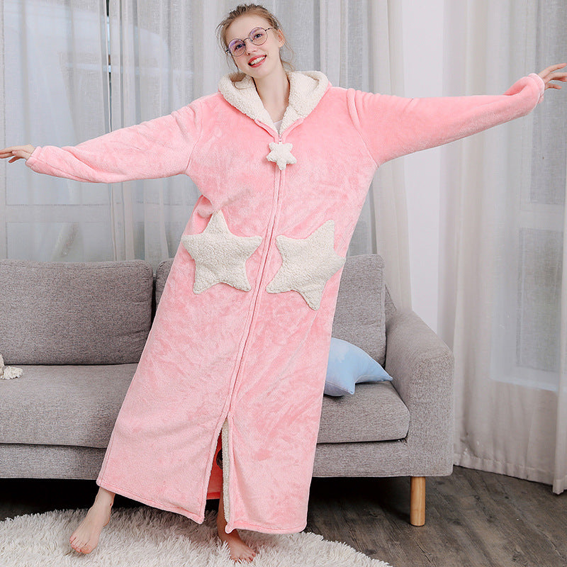 Couple Winter Bath Robe Hooded Night Dress Gown - NoirPyjamas