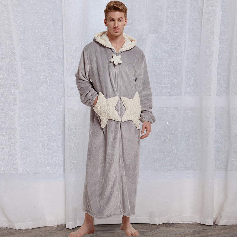 Couple Winter Bath Robe Hooded Night Dress Gown - NoirPyjamas