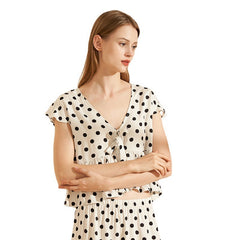 Polka Dot V-Neck Pyjama Set