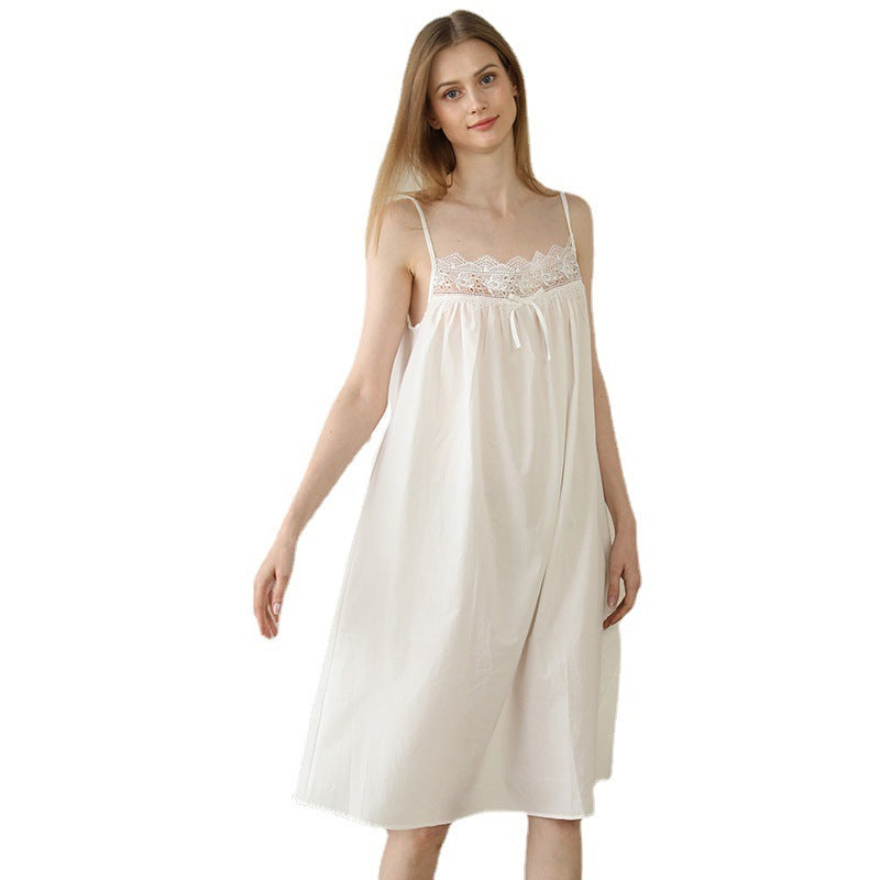 Cotton Lace-Strap Pyjama Dress – Soft Pullover Sleepwear - NOIRPYJAMA