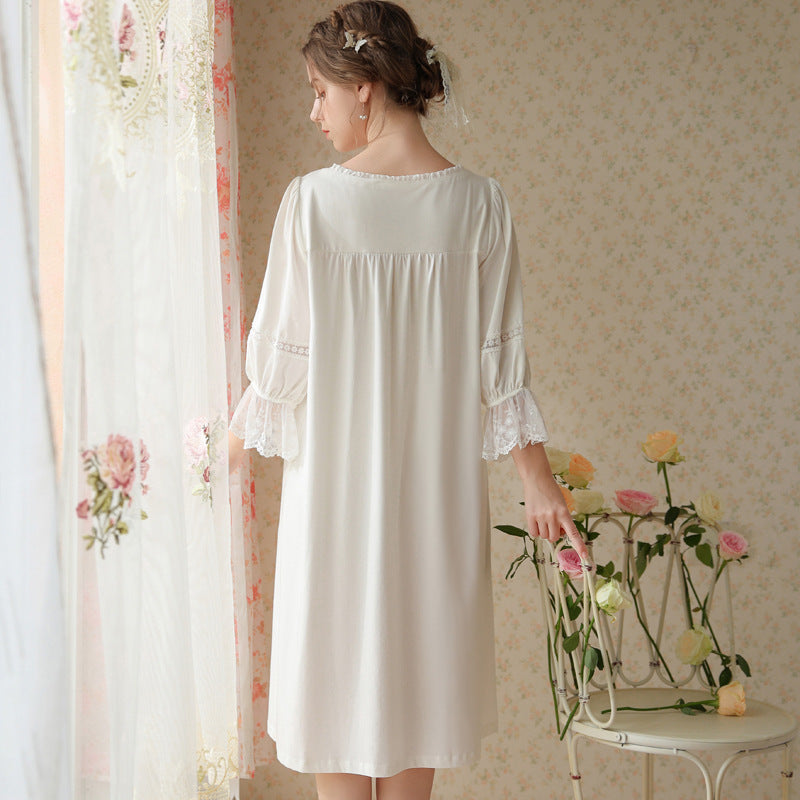 Lounge Gown – Soft Cotton V-Neck – Women’s - NOIRPYJAMA