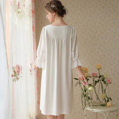 Lounge Gown – Soft Cotton V-Neck – Women’s - NOIRPYJAMA