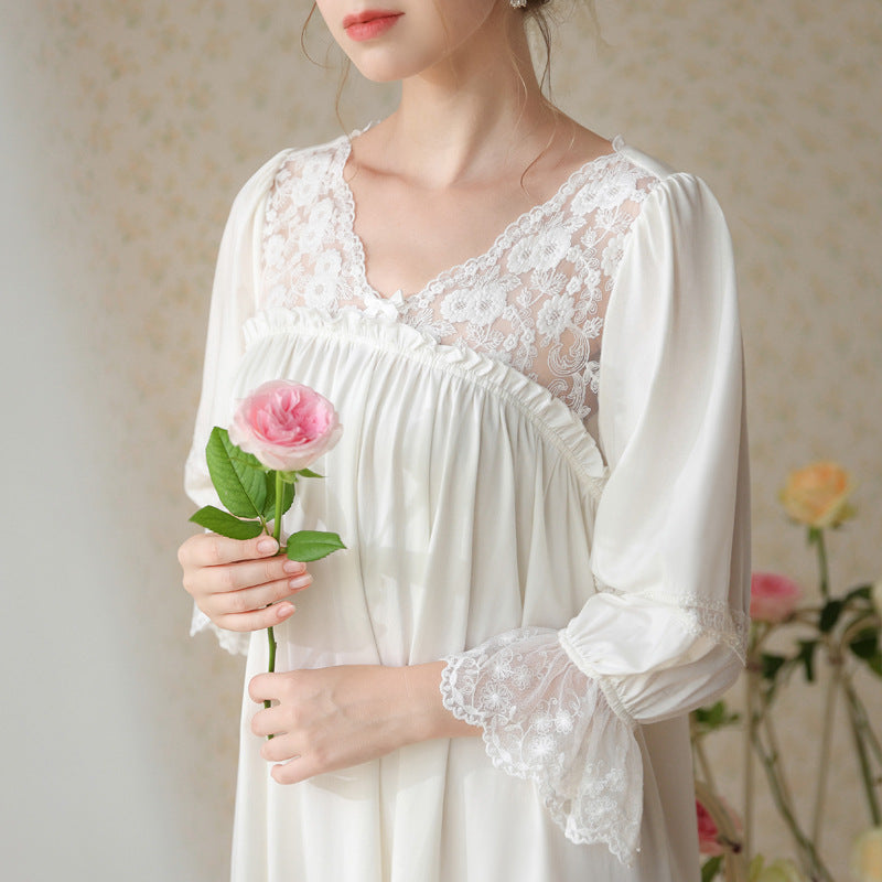 Lounge Gown – Soft Cotton V-Neck – Women’s - NOIRPYJAMA
