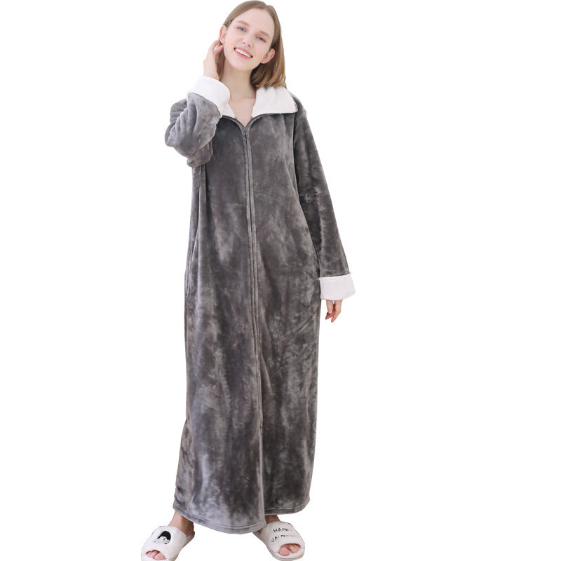 Plus Size Flannel Warm One-piece Nightgown Pyjama For Men Winter