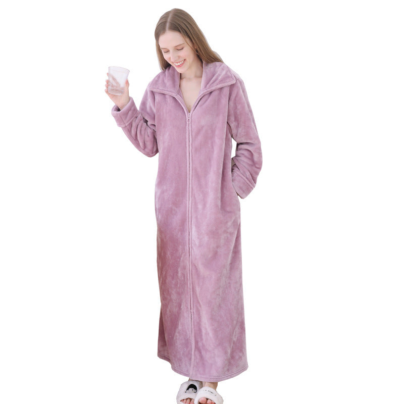 Plus Size Flannel Warm One-piece Nightgown Pyjama For Men Winter