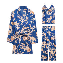 women three-piece silk pyjama - NoirPyjamas
