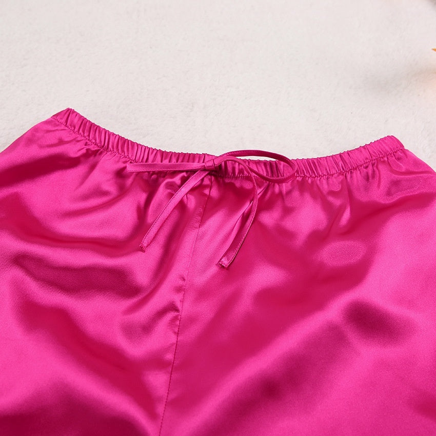 Ice Silk Short-Sleeved Pyjama Set - NOIRPYJAMA