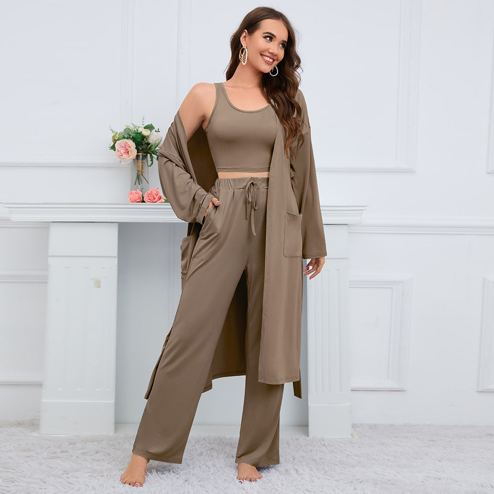 -Piece Loungewear Set with Cardigan – Comfortable & Stylish - NOIRPYJAMA