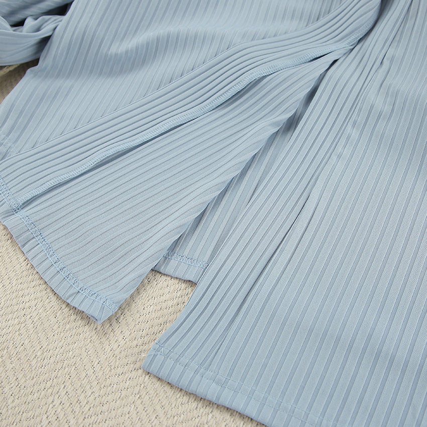 Women’s Nightgown Set – Three-Piece Thin Sling & Long Sleeve