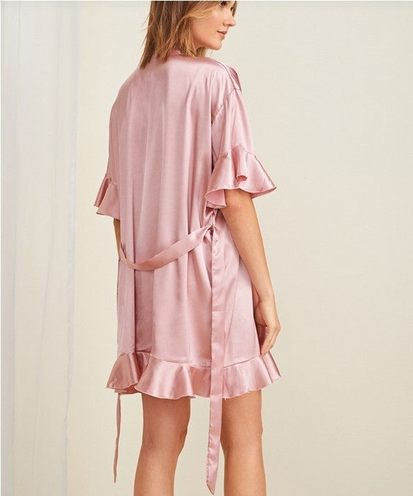 ruffled sexy home dressing gown - NoirPyjamas