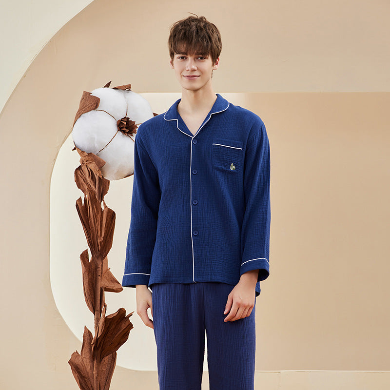 Couple Double-Layer Crepe Cotton Pyjamas
