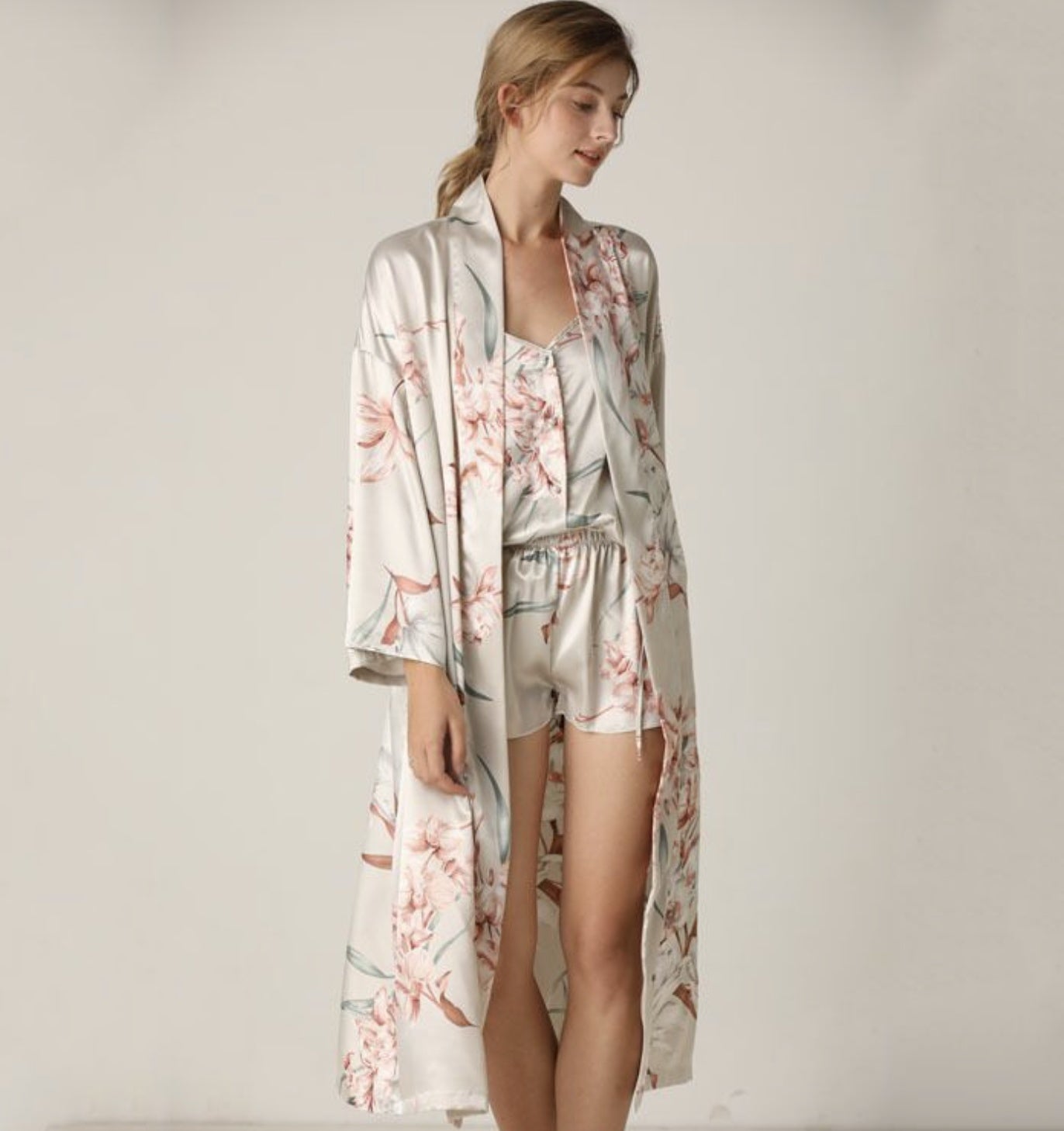 Soft Colours Floral Pyjama 3 Piece Set - NoirPyjamas