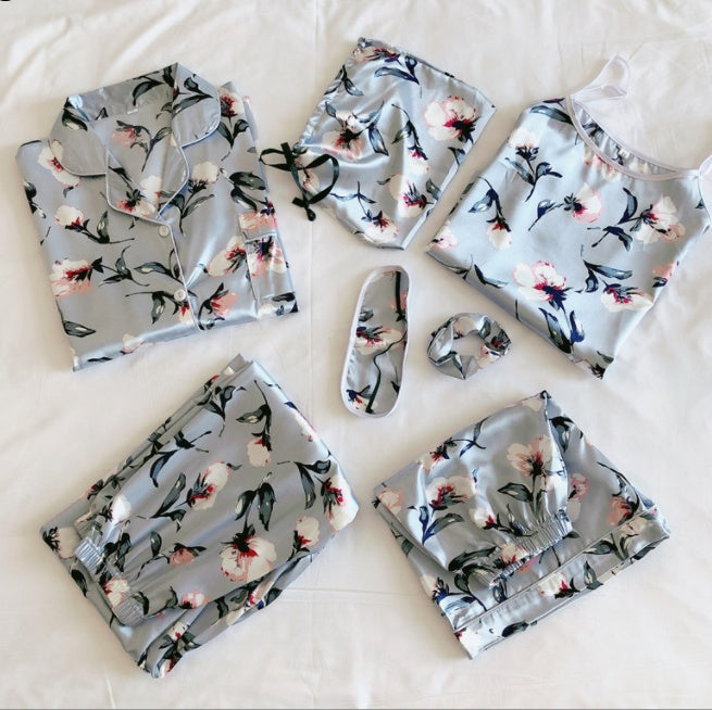 Silk Striped 7-Piece Set Loungewear - NOIRPYJAMA