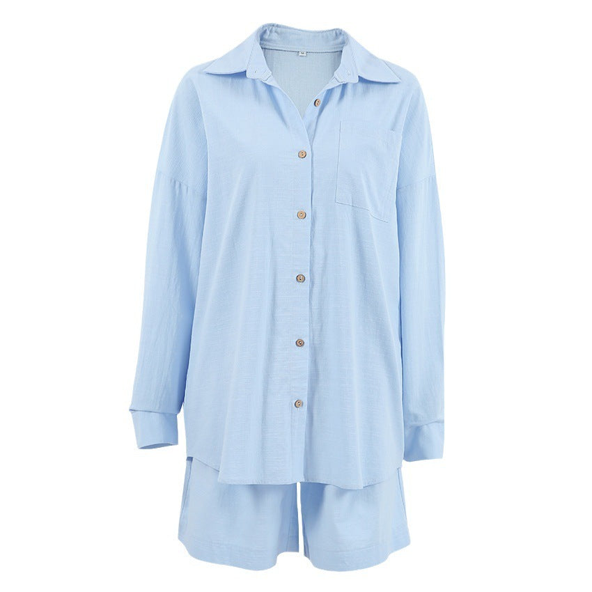 Cotton & Linen Comfort Cardigan Pyjama 2-Piece Set - NOIRPYJAMA
