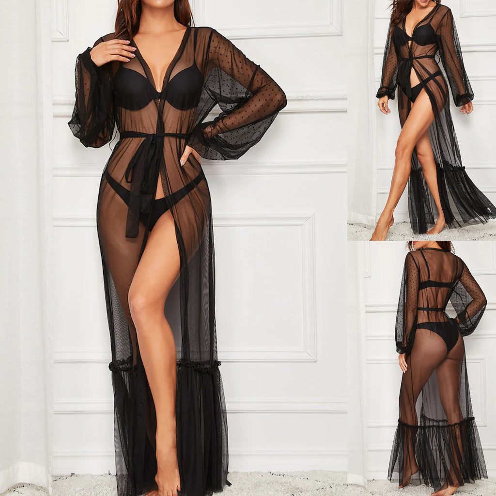 Mesh Lounge Dress – Lightweight Flowing Sleepwear - NOIRPYJAMA