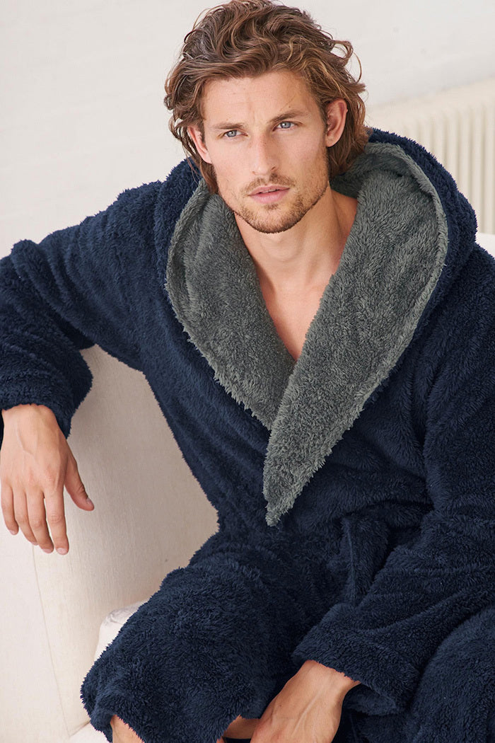 Couple Thick Hooded Coral Fleece Nightgown Warm Pyjama