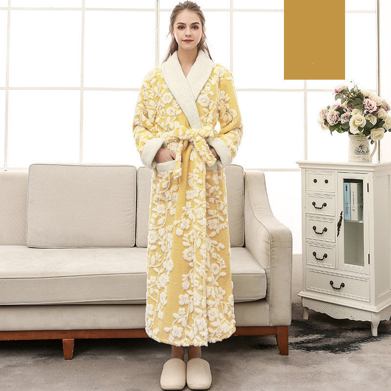 Couple Jacquard Double Layer Thickened Flannel Nightgown - NOIRPYJAMA