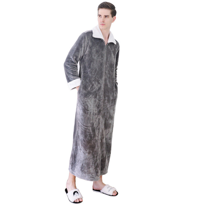 Plus Size Flannel Warm One-piece Nightgown Pyjama For Men Winter