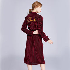 Ladies' long sleeved velvet gown - NoirPyjamas