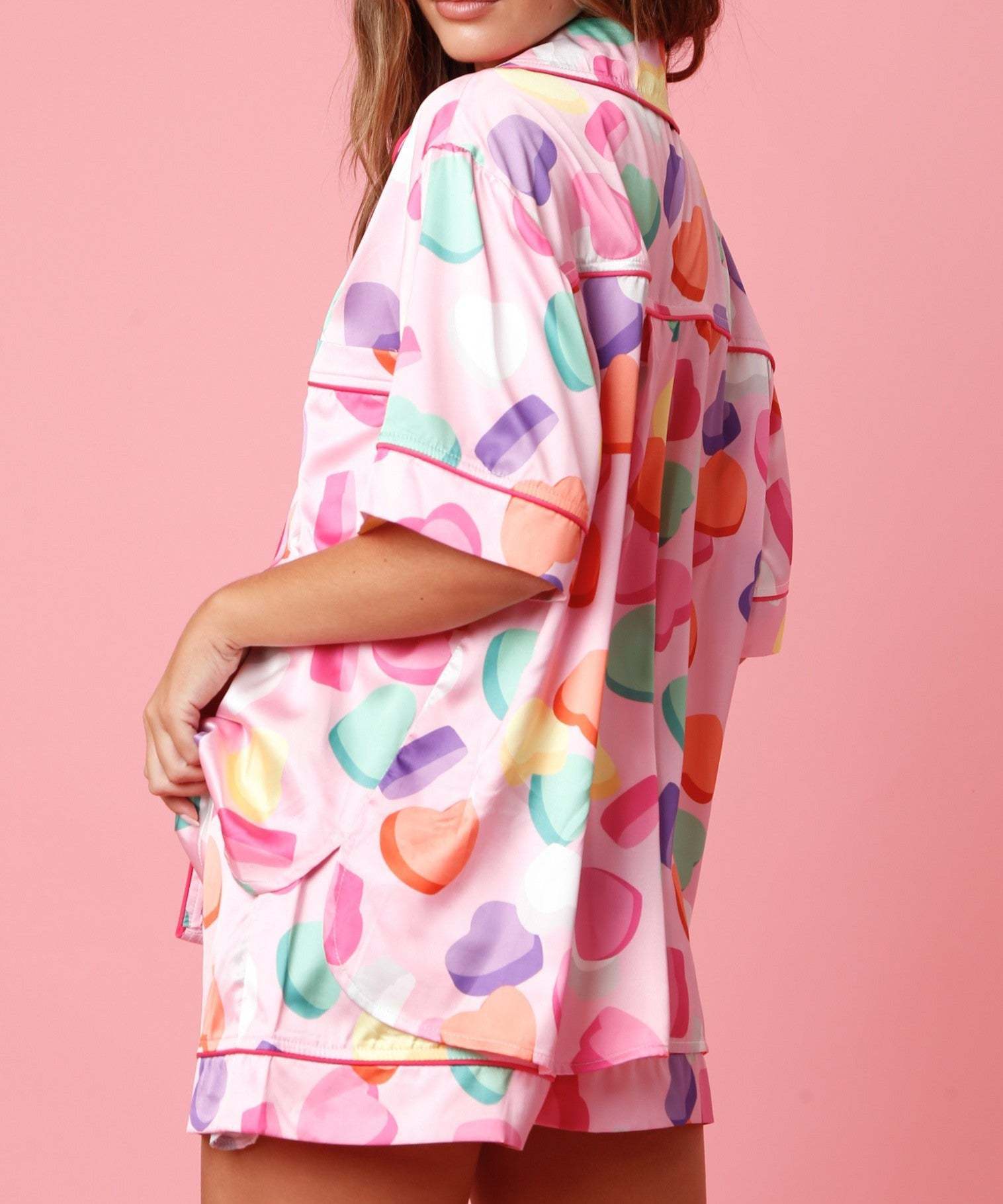 Satin Printed Two-piece Suit Pyjamas For Women - NoirPyjamas