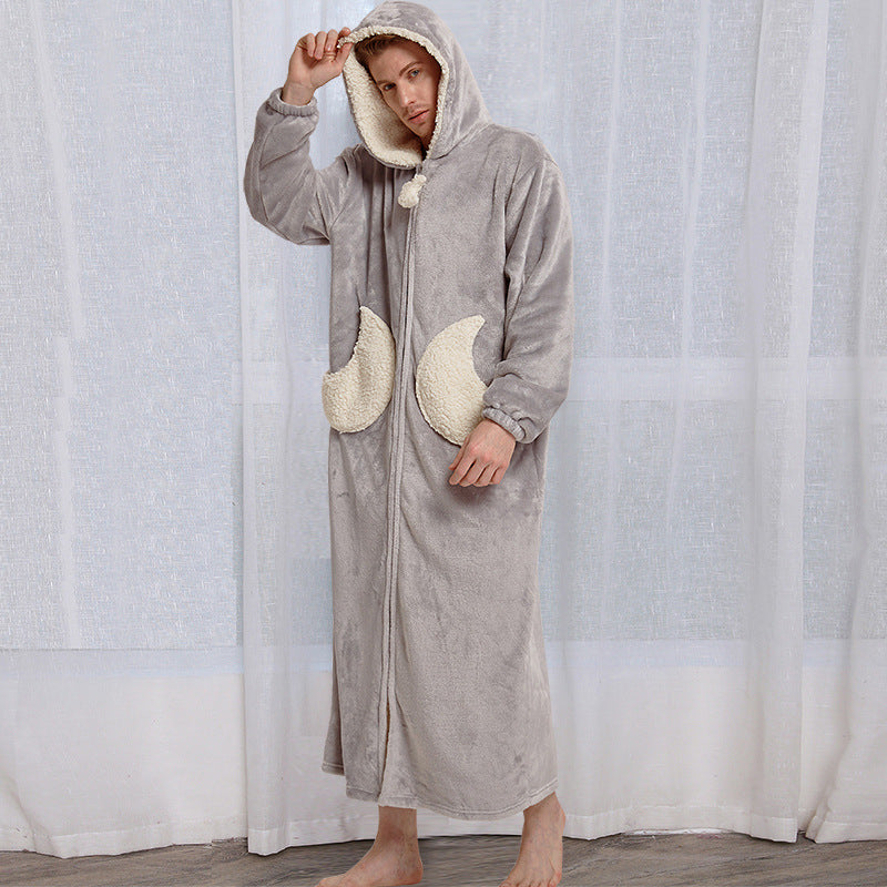 Couple Winter Bath Robe Hooded Night Dress Gown - NoirPyjamas