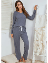 Long Sleeve Lounge Suit – Breathable Striped Comfort Wear
