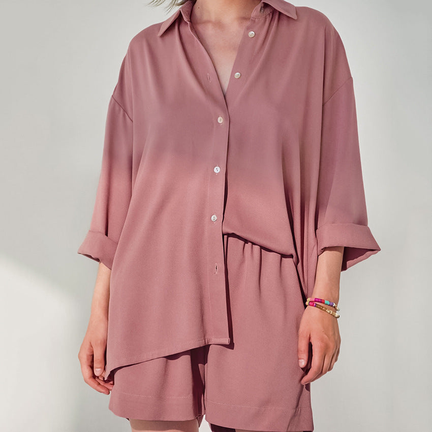 Fashion High Elastic Silk Ninth Sleeve Pyjama Set