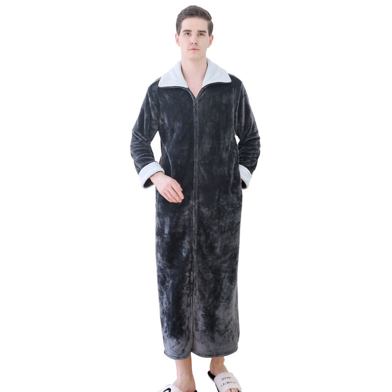 Plus Size Flannel Warm One-piece Nightgown Pyjama For Men Winter