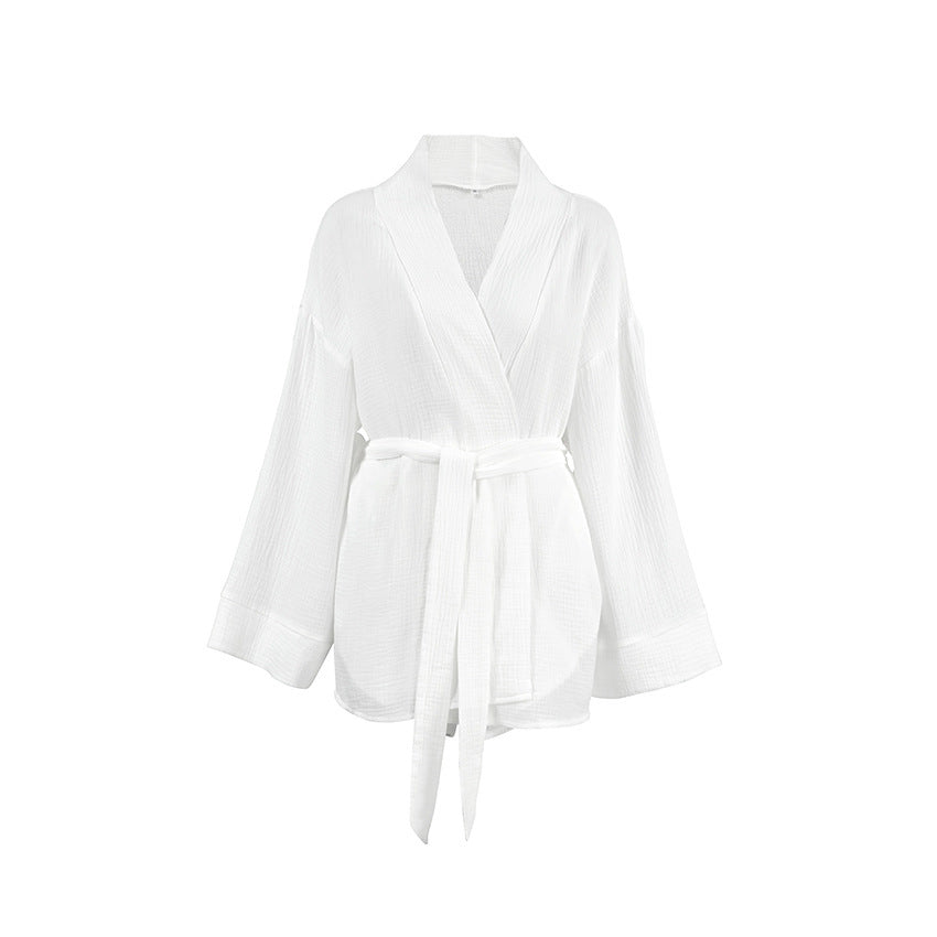 Cardigan Black Strap Pure Cotton Pyjama - NOIRPYJAMA