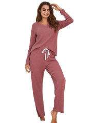 Long Sleeve Lounge Suit – Breathable Striped Comfort Wear