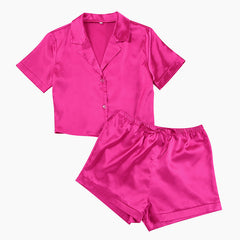 Ice Silk Short-Sleeved Pyjama Set - NOIRPYJAMA